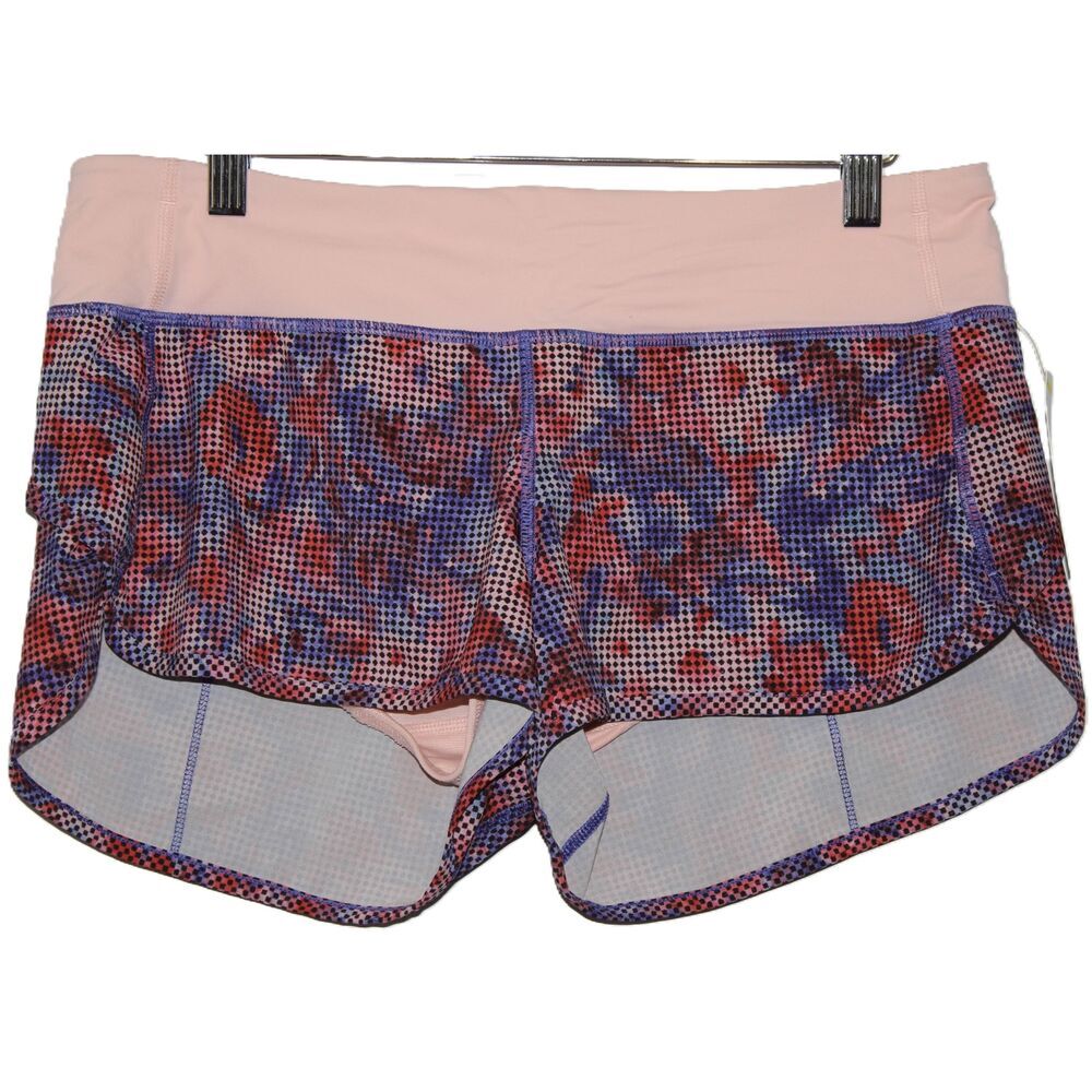 Womens Lululemon Speed Shorts Checker Blooms 2.5" Multi Minty Pink Shorts Size 8